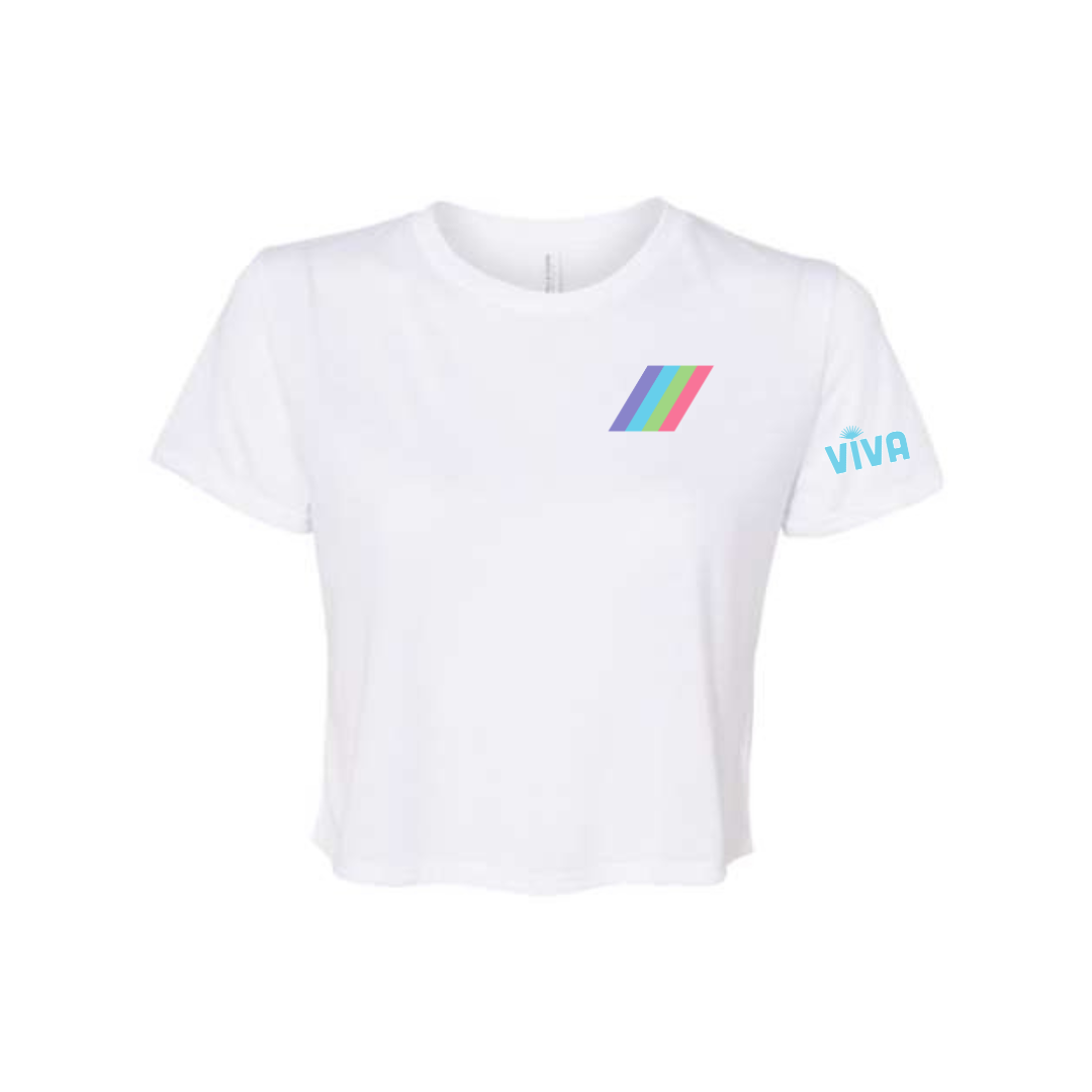 Viva White Crop Top 4 Color Logo